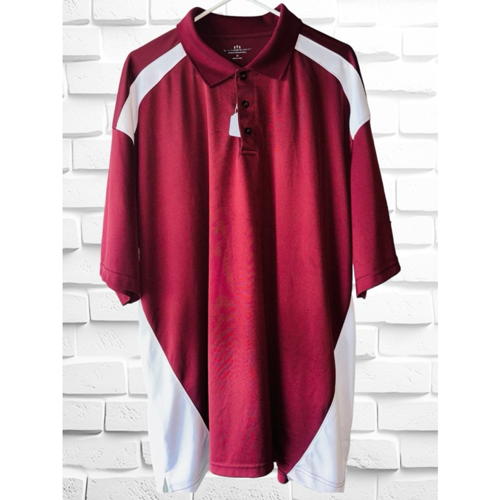 Vansport Performance Men’s 3XL Burgundy Short Sleeve Polo Shirt • Tagless